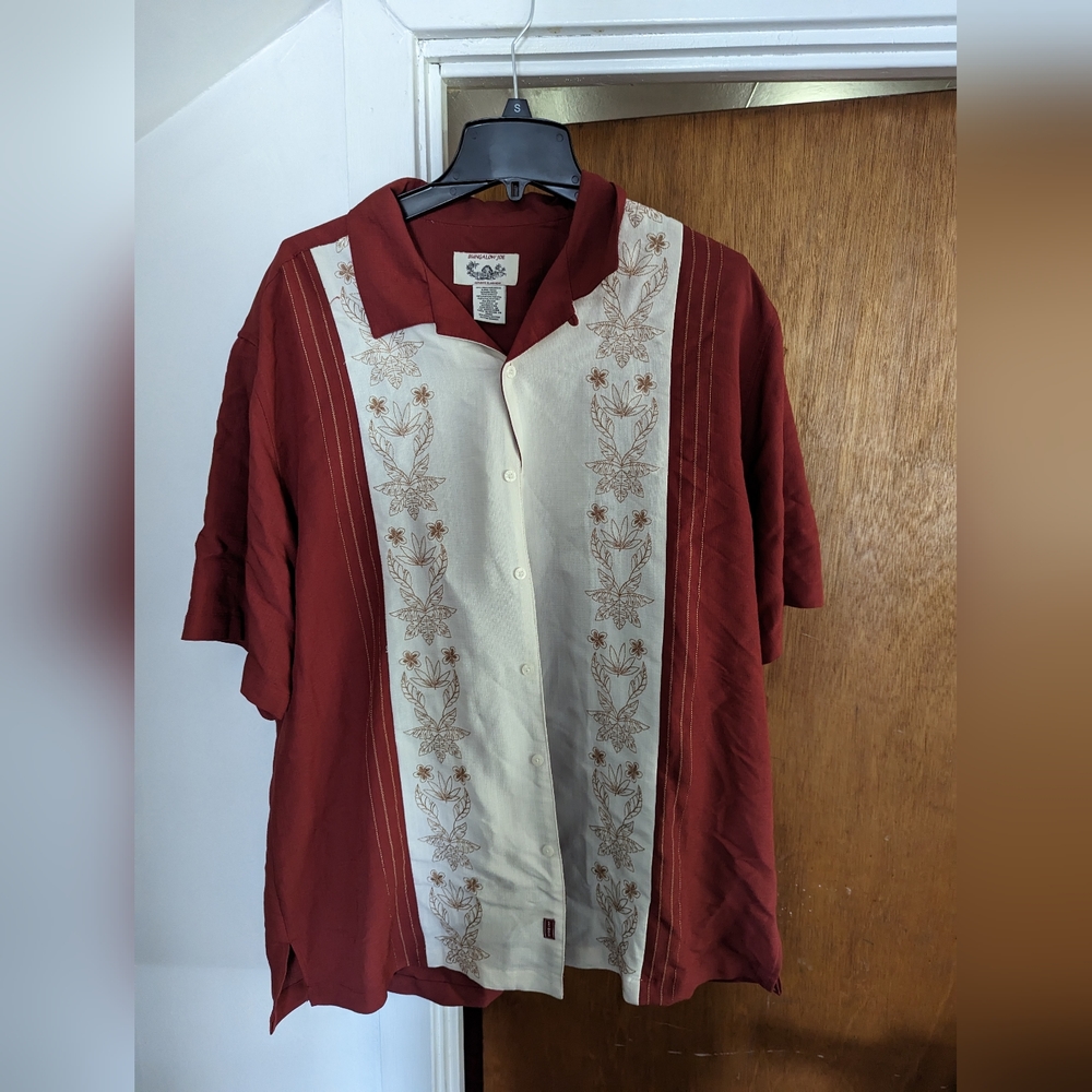 NWT Bungalow Joe Red & White button down shirt size XXL